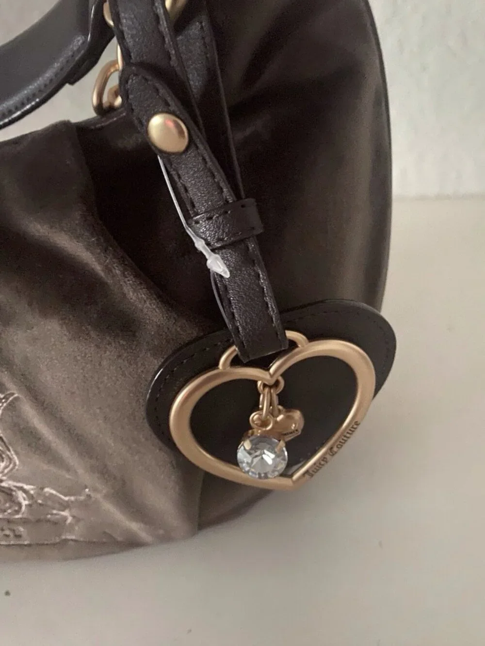 Juicy Couture Need More Juicy Hobo Shoulder Bag Chocolate W/ Heart Charm NEW